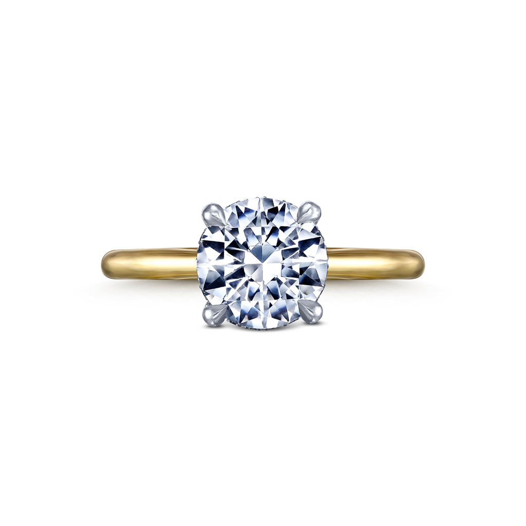 18K Yellow Gold & Platinum Semi-Mount Engagement Ring – 0.09ctw.