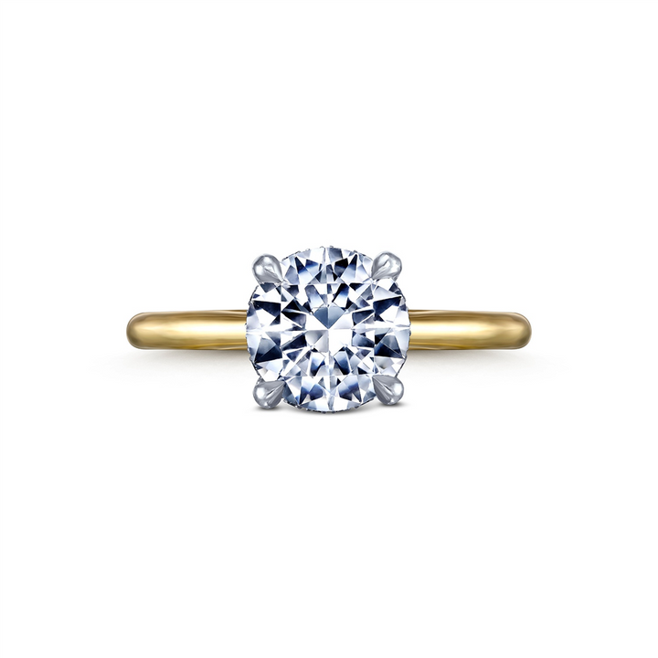 18K Yellow Gold & Platinum Semi-Mount Engagement Ring – 0.09ctw.