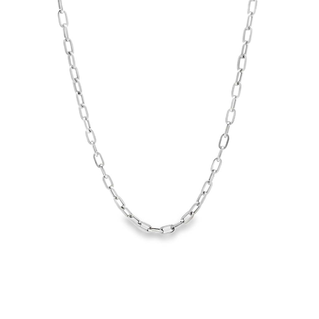 14K White Gold Hollow Paperclip Necklace 3x6mm, 18" – 4.3g | CH1939W