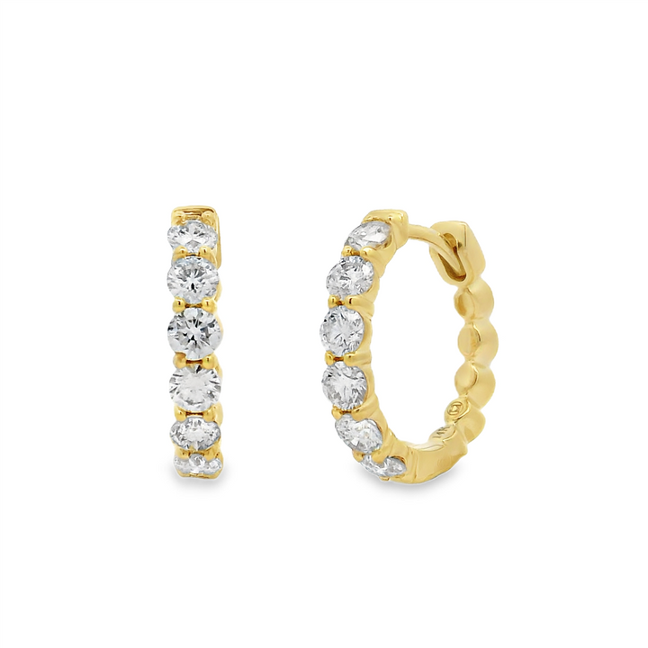 14K Yellow Gold 15x2.7mm Natural Diamond Hoop Earrings – 0.99ctw.