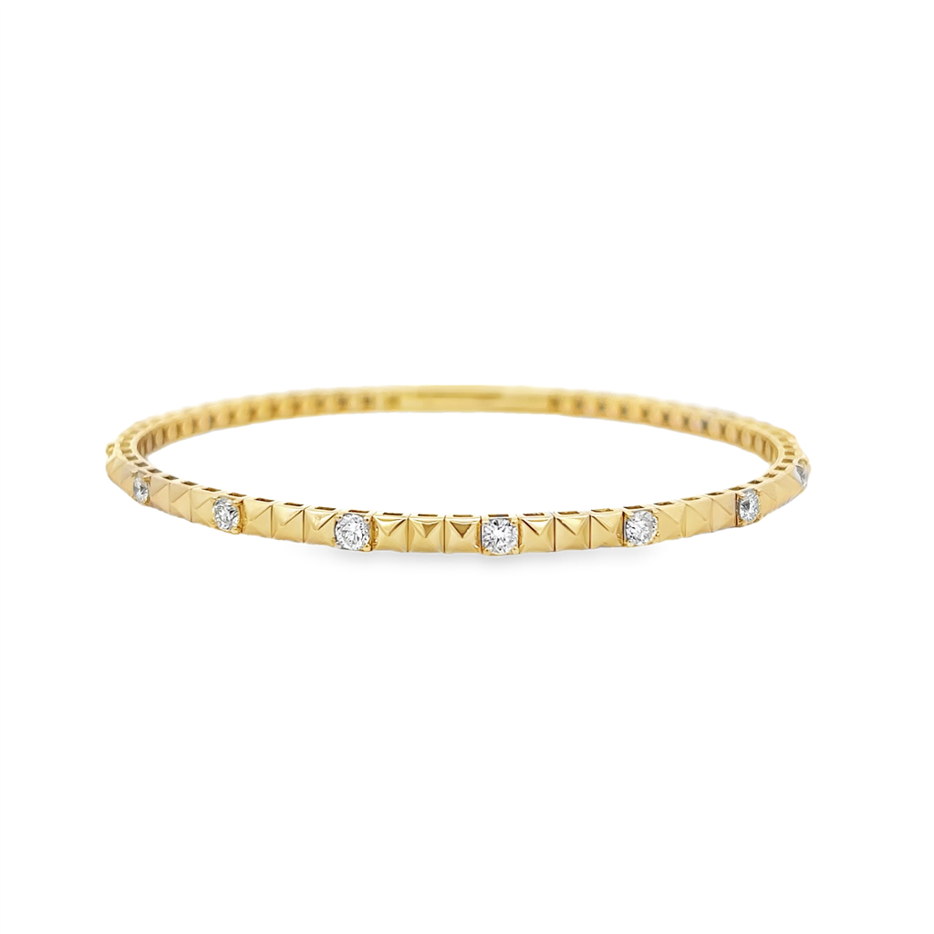 14K Yellow Gold 3-Studded Diamond Flexi Bangle – 1.05ctw.