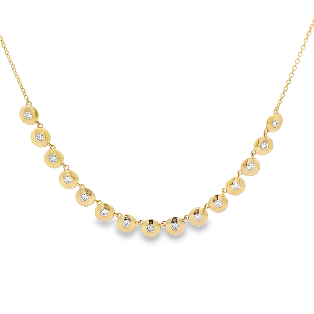 14K Yellow Gold Heavy Bezel Natural Diamond Necklace – 18"