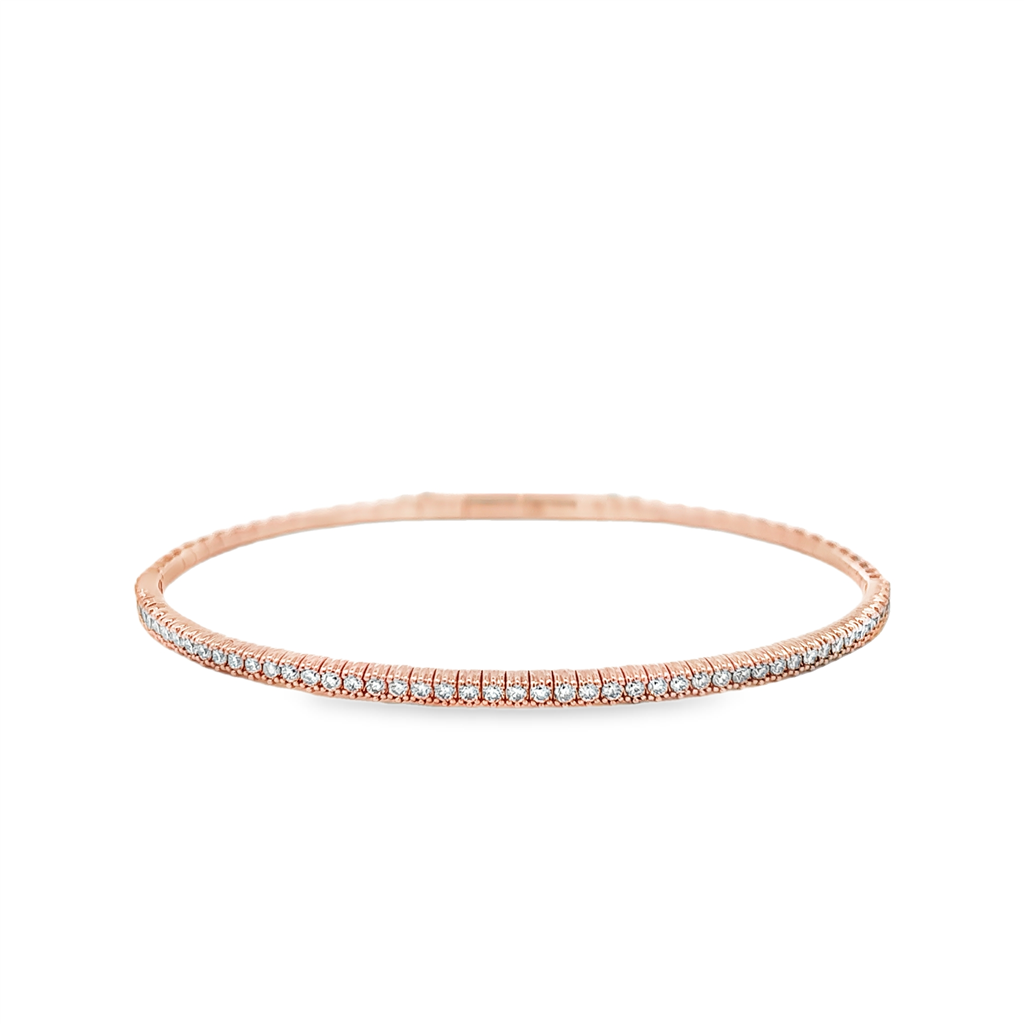 14K Rose Gold Flexi Diamond Bangle Bracelet - 0.75ctw.