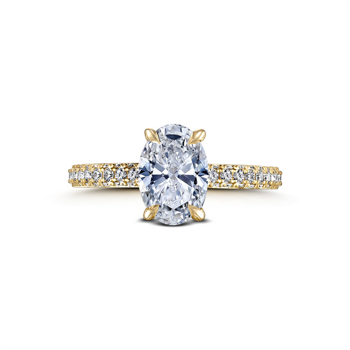 18K Yellow Gold Three Row Pave Semi-Mount Engagement Ring - 0.78ctw.