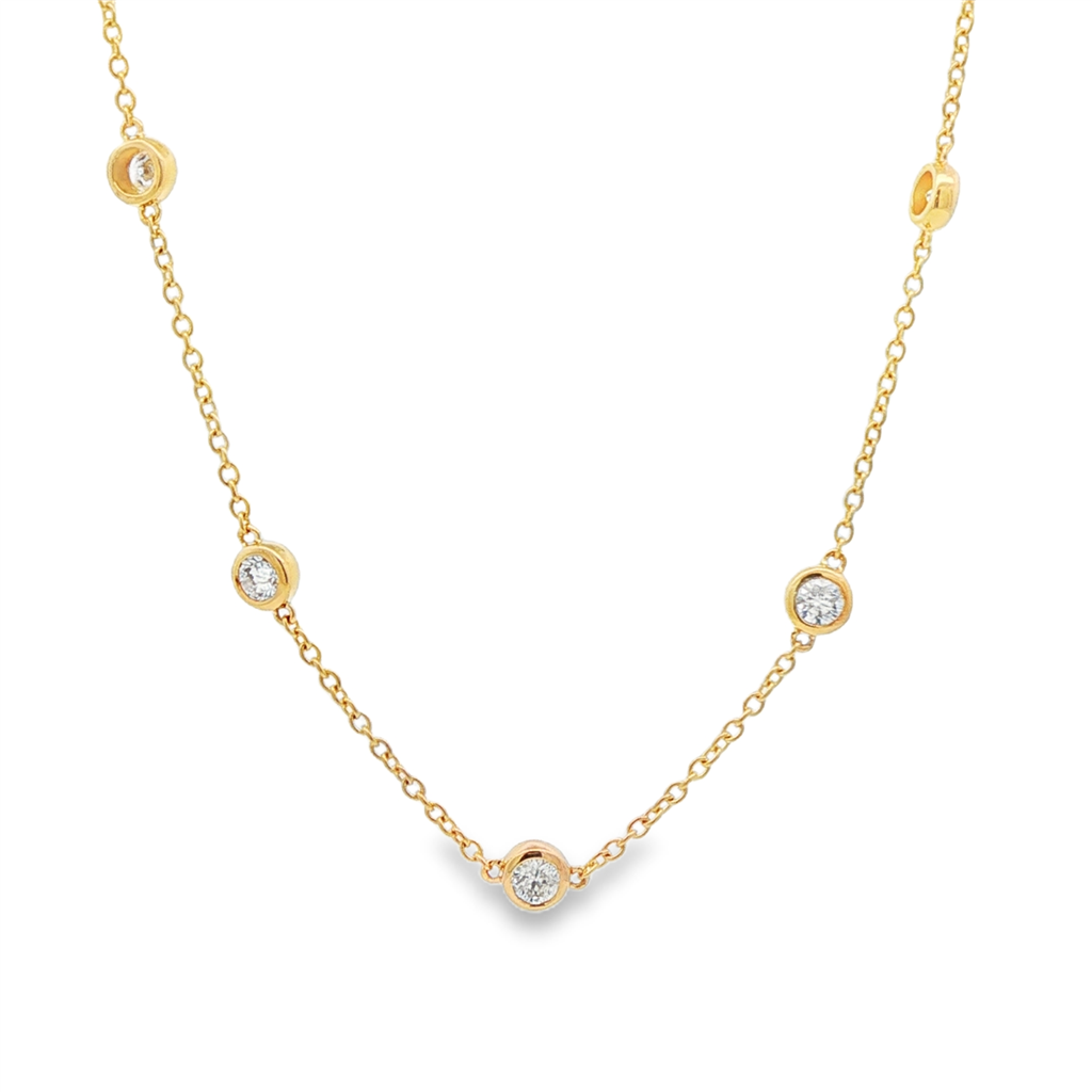 14K Yellow Gold Diamond Bezel Necklace – 1.03ctw.