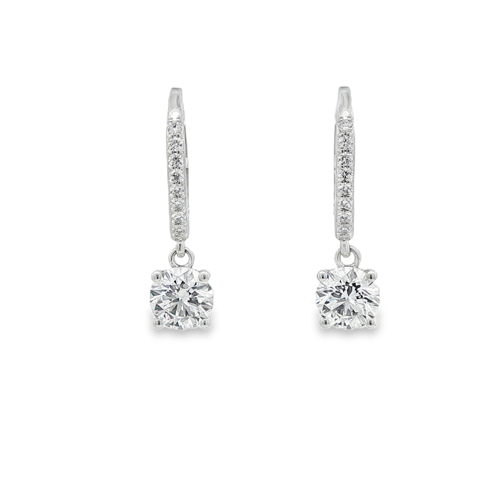 14K White Gold Lab-Grown Diamond Dangle Earrings – 2.30ctw.
