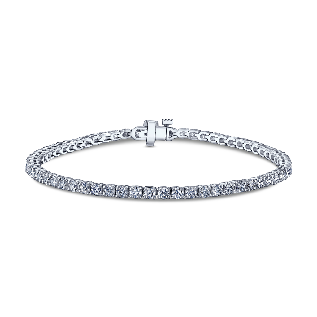 14K White Gold Natural Diamond 2.8mm Tennis Bracelet – 3.73ctw.