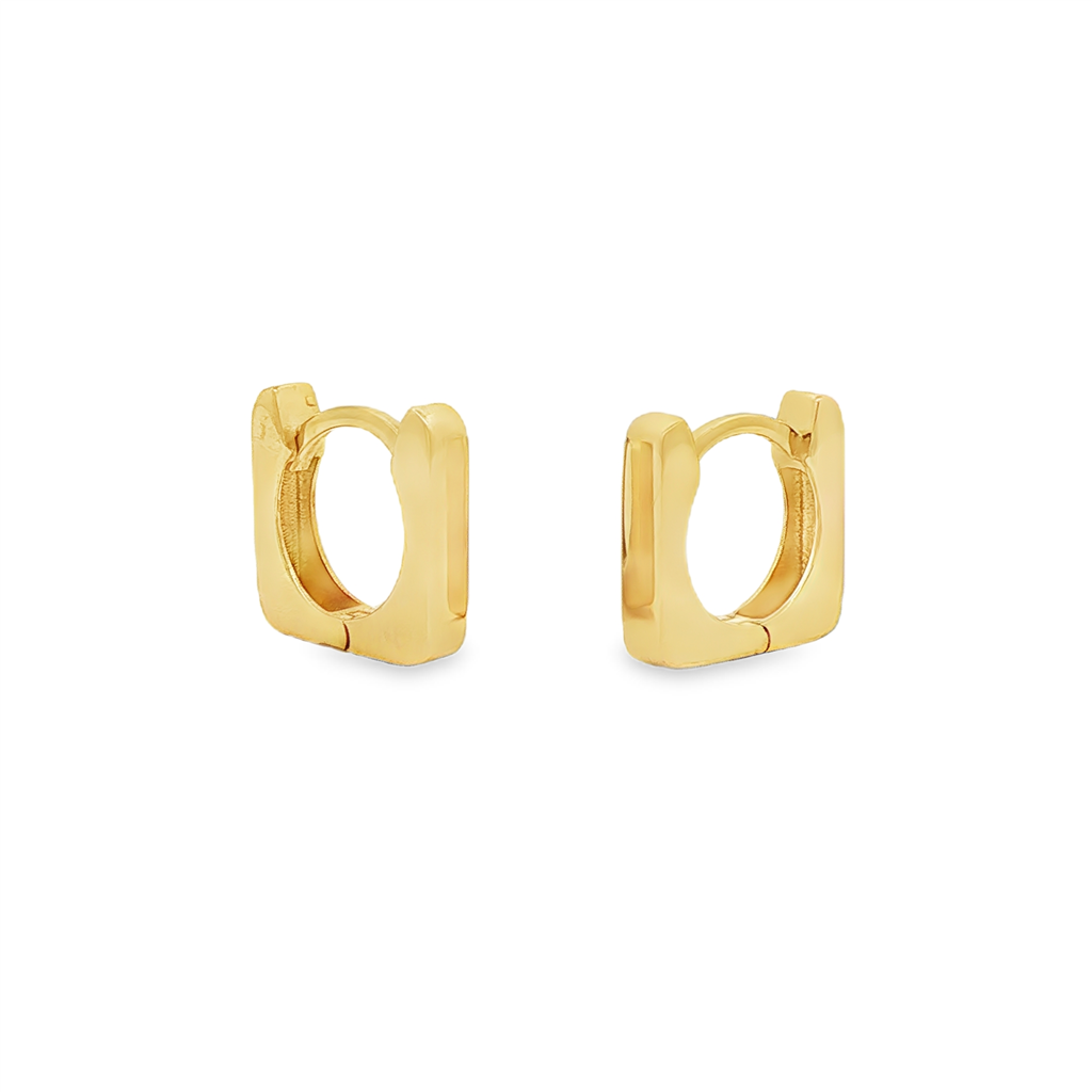 14K Yellow Gold Square Huggie Earrings 2.5x11.3mm – 1.9g