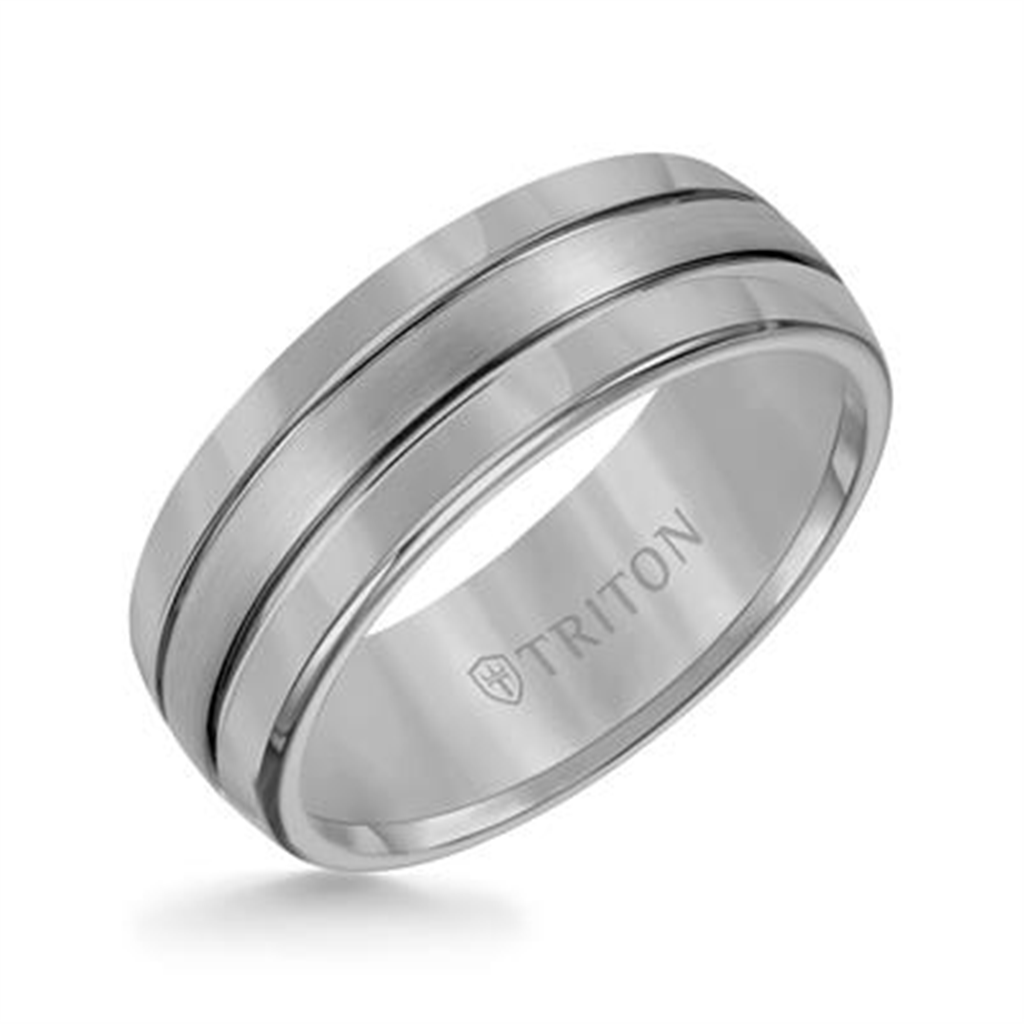 Triton White Tungsten Carbide Domed Wedding Band – 8mm