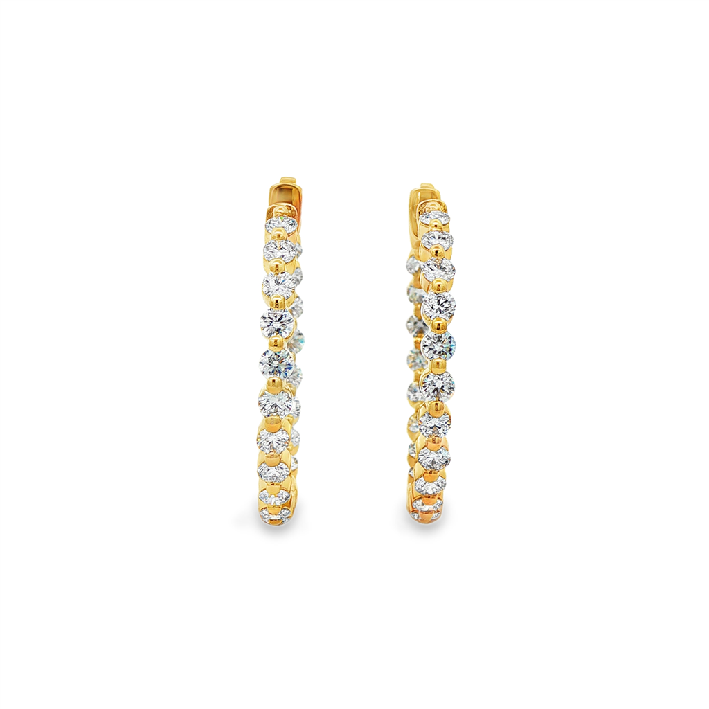 14K Yellow Gold Lab Grown Diamond Inside Out Hoop Earrings – 2.10ctw.