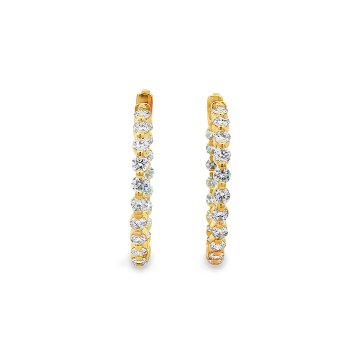 14K Yellow Gold Lab Grown Diamond Inside Out Hoop Earrings – 2.10ctw.