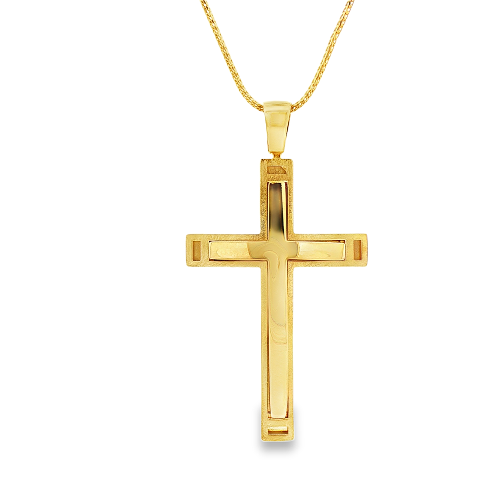 14KY Men’s 3D Cross Pendant – 39mm, 4.3g