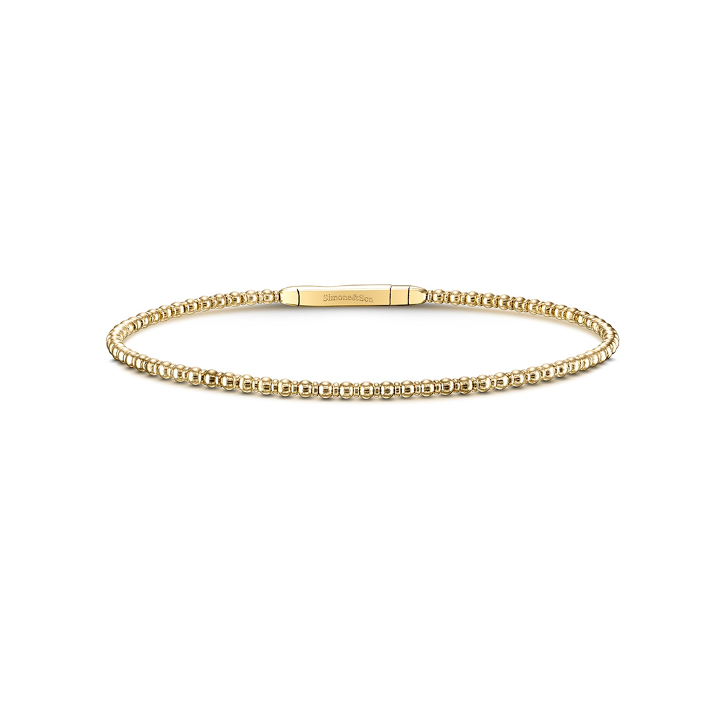 14K Yellow Gold Bead Flexi Bangle