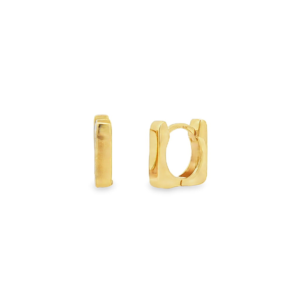 14K Yellow Gold Square Huggie Earrings 2.5x11.3mm – 1.9g