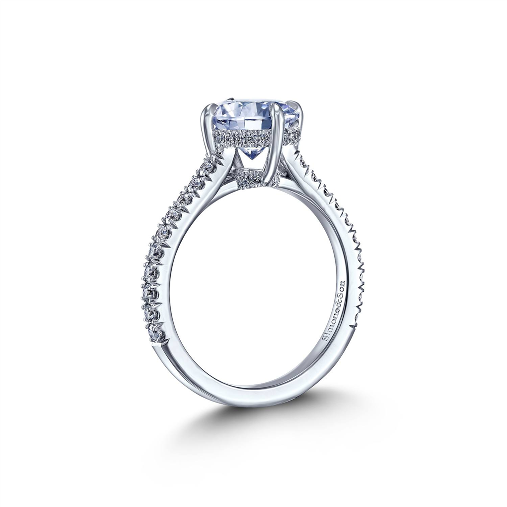 18K White Gold Cathedral Semi-Mount Engagement Ring – 0.45ctw.