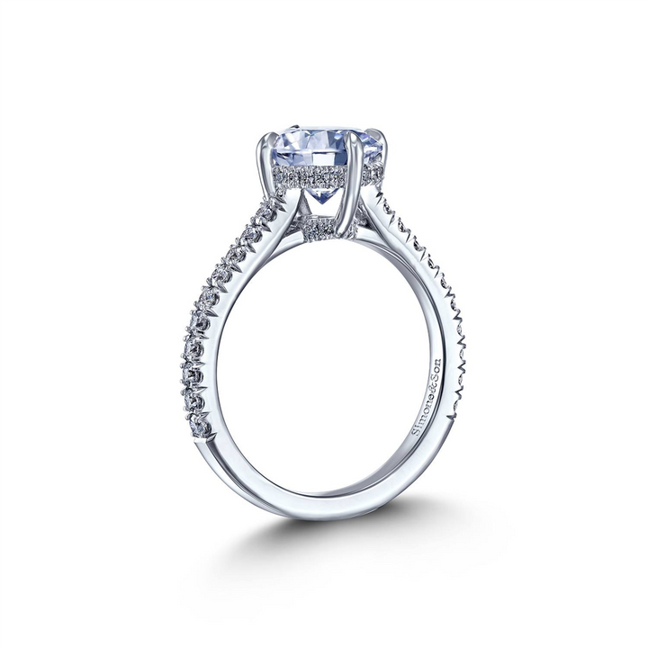 18K White Gold Cathedral Semi-Mount Engagement Ring – 0.45ctw.