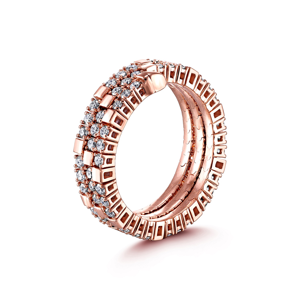 14K Rose Gold Flexible Diamond Ring – 0.95ctw.