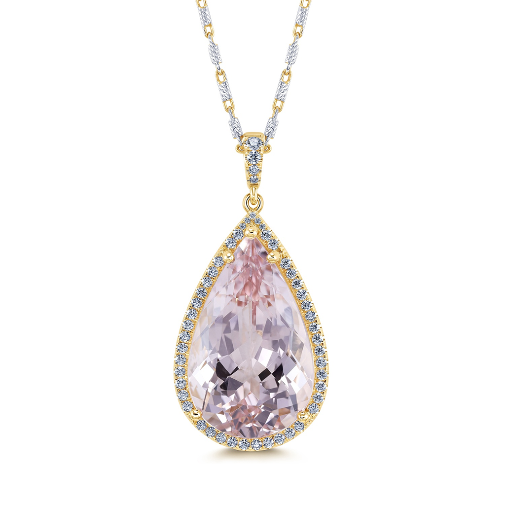 18K Yellow Gold 19.00ct Pear Shape Morganite Pendant