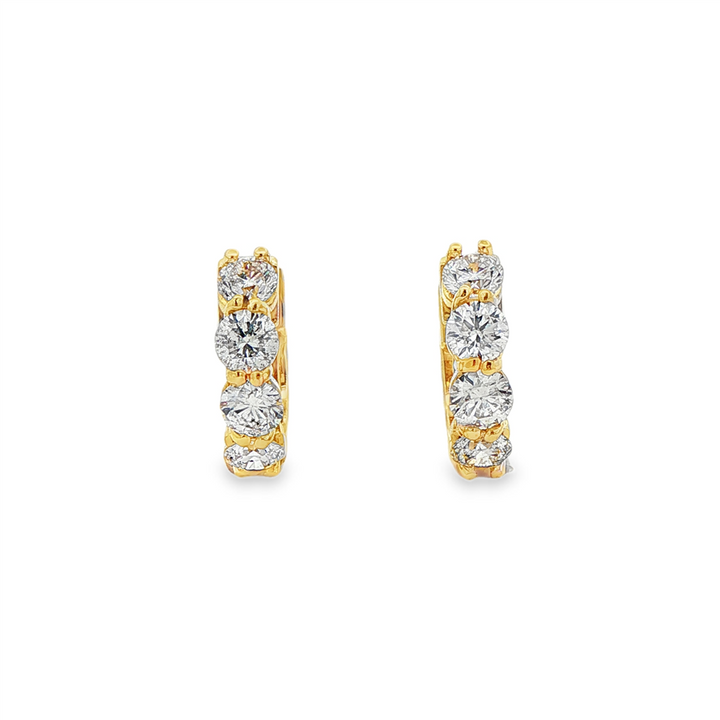 14K Yellow Gold 13x3.6mm Natural Diamond Huggie Earrings – 1.50ctw.