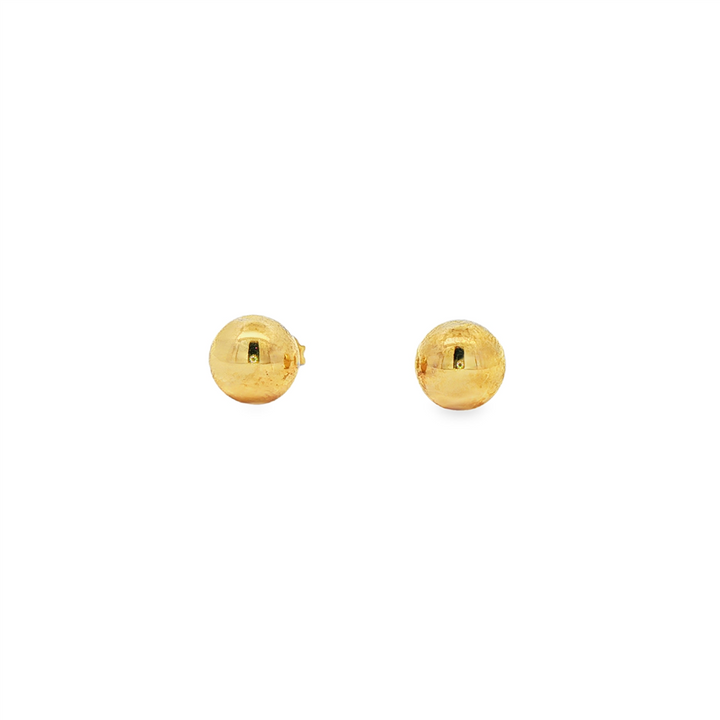 14K Yellow Gold Light Ball Stud Earrings 10mm – 1.6g