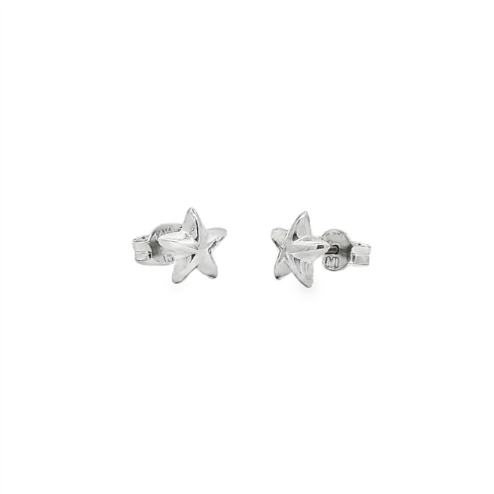14K White Gold Star Stud Earrings – 1.2g