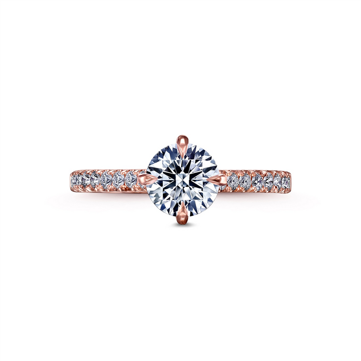 14K Rose Gold Semi-Mount Engagement Ring with Hidden Halo – 0.32ctw.
