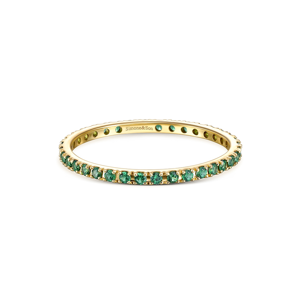 18K Yellow Gold Tsavorite Garnet Eternity Band – 0.55ctw.
