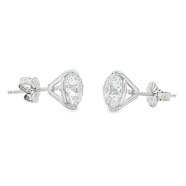 14K White Gold Lab Diamond Stud Earrings – 4.09ctw.