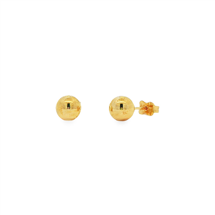 14K Yellow Gold Light Ball Stud Earrings 7mm – 1.15g