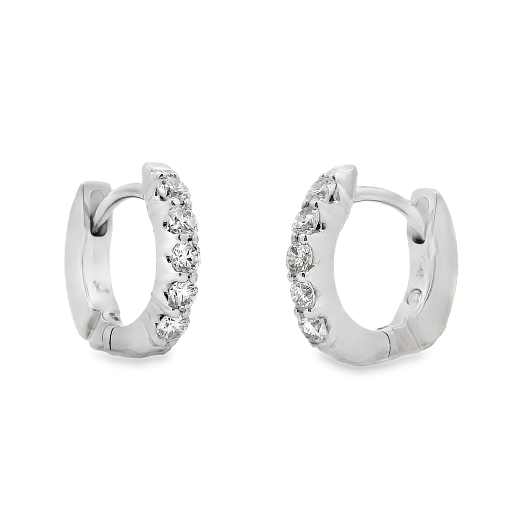 14K White Gold Natural Diamond Hoop Earrings - 0.30ctw.