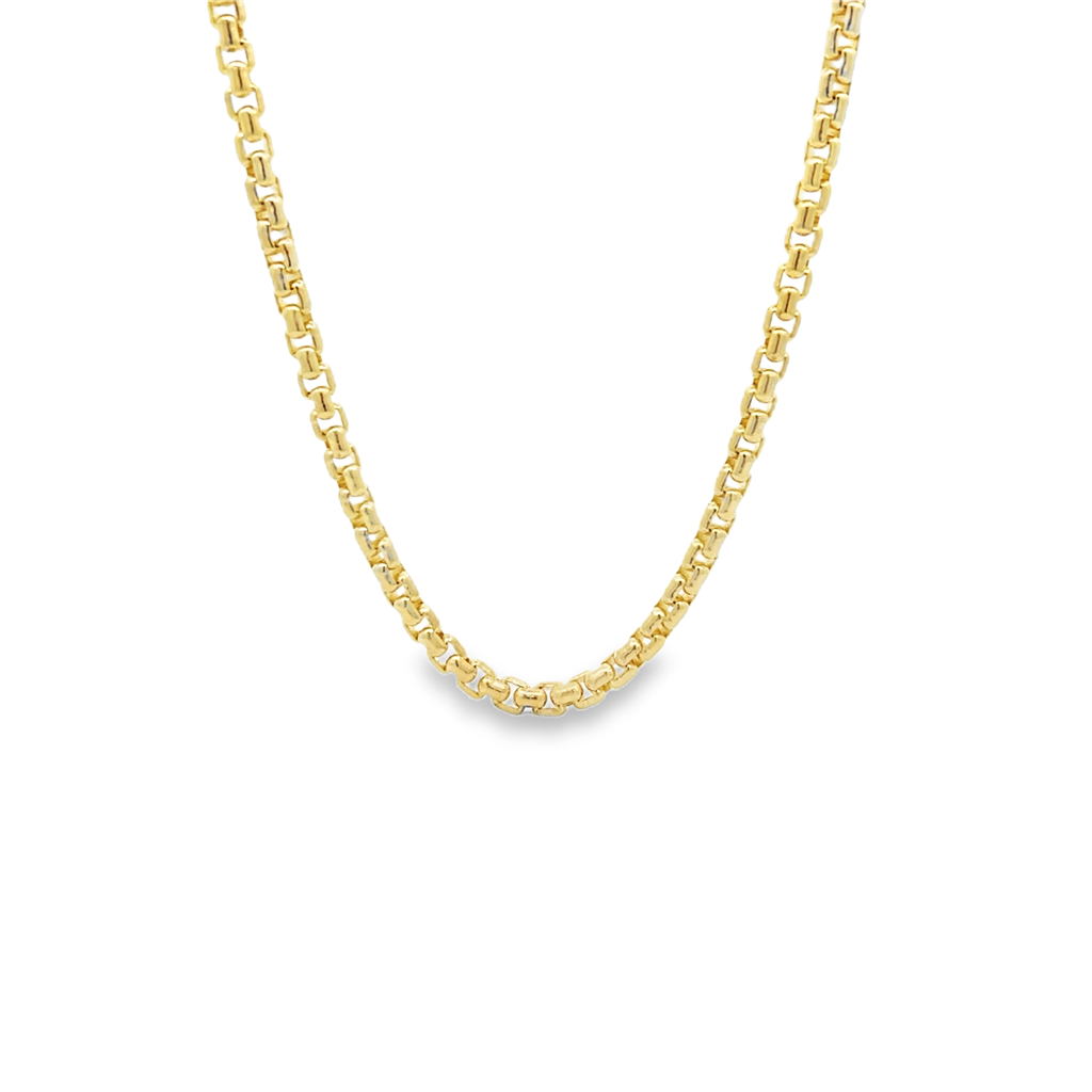 14K Yellow Gold Solid Round Box Chain 3.95mm, 24", 45.7g