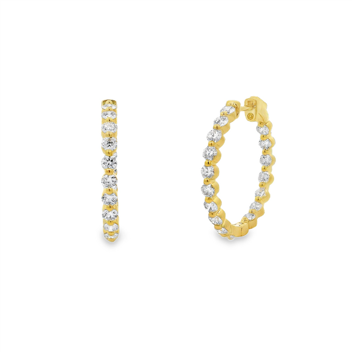14K Yellow Gold 26x3mm Lab-Grown Diamond Inside-Outside Hoop Earrings – 3.04ctw
