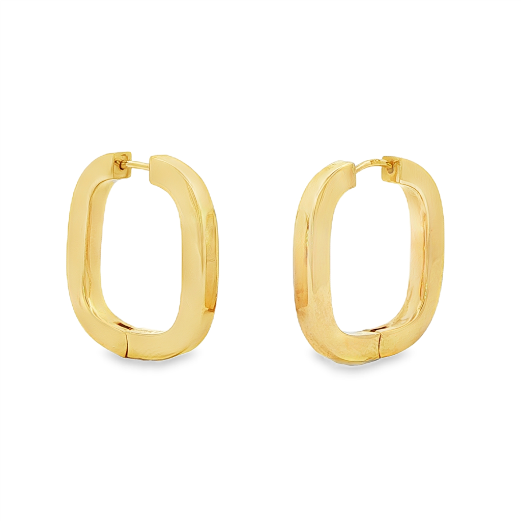 14K Yellow Gold Large Flat Square Hoop Earrings – 22.5x3mm, 3.2g
