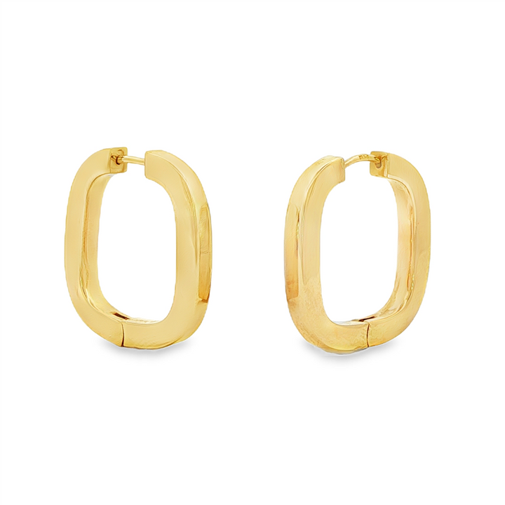 14K Yellow Gold Large Flat Square Hoop Earrings – 22.5x3mm, 3.2g