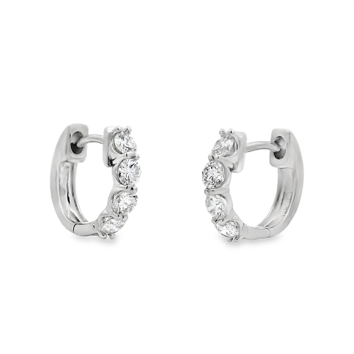 14K White Gold 12x2.9mm Natural Diamond Hoop Earrings – 0.72ctw.