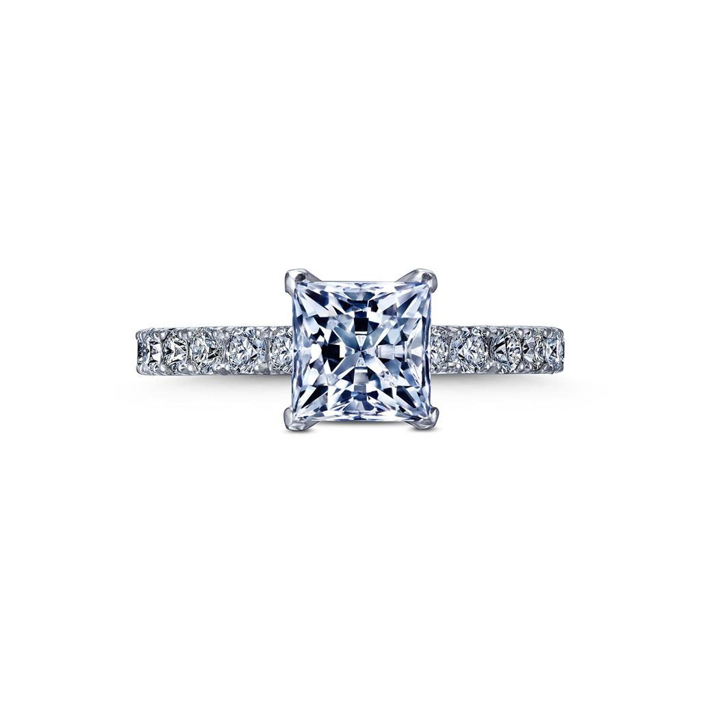 18K White Gold Semi-Mount Engagement Ring – 0.65ctw.