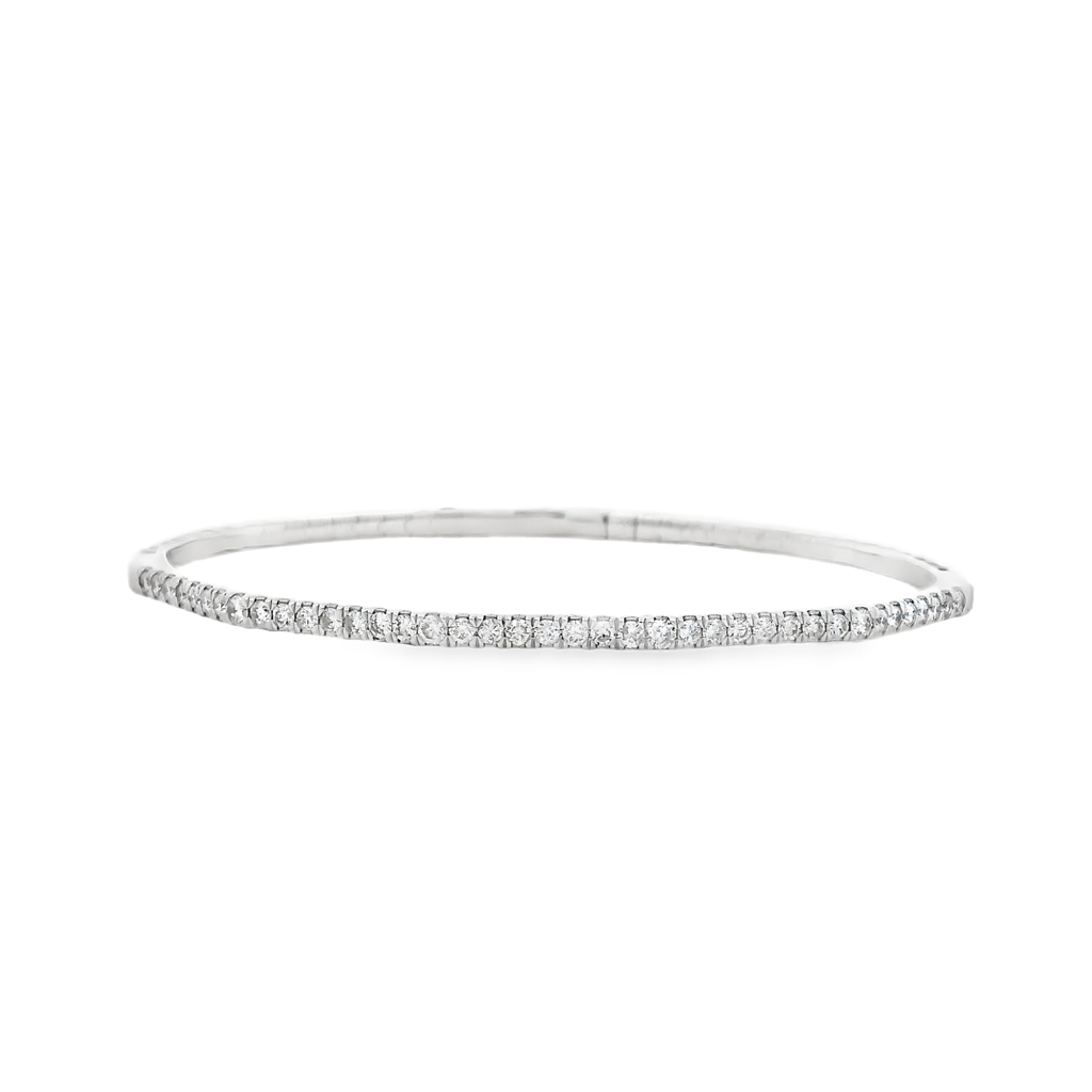 14K White Gold Geometric Flexi Bangle – 0.90ctw.