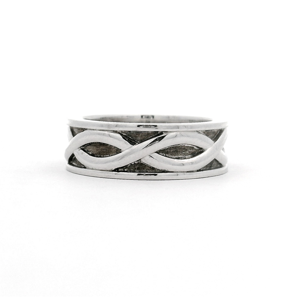 14K White Gold Infinity Design Men’s Band – 8mm