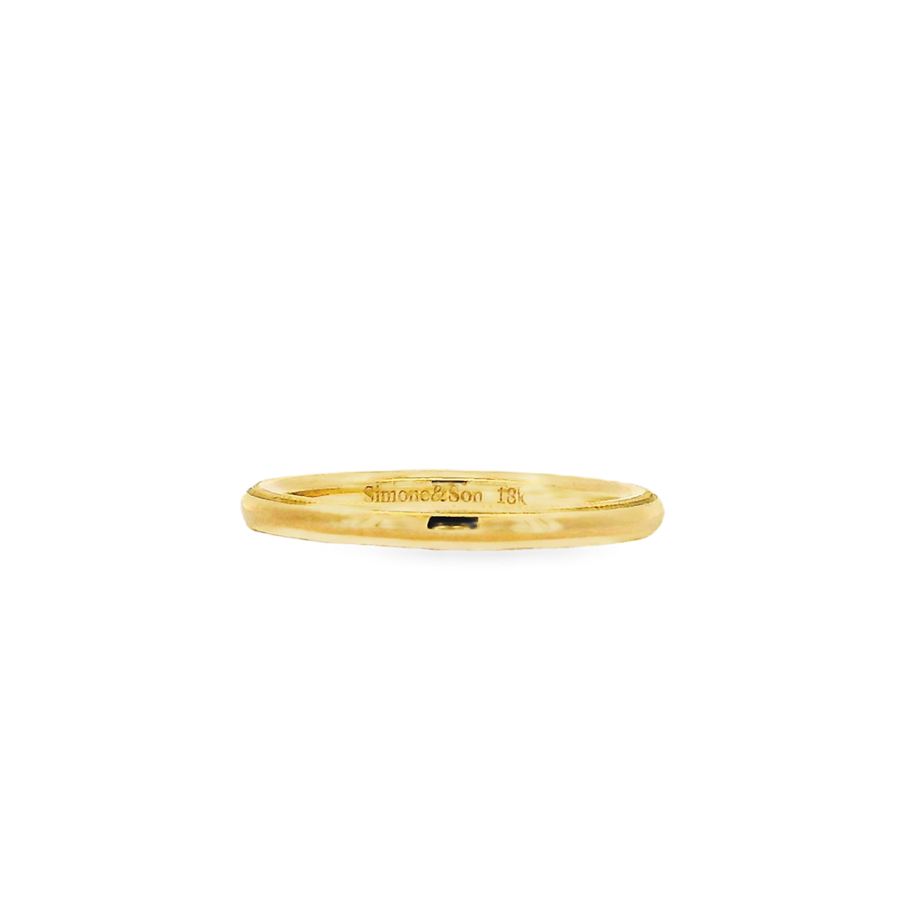 18K Yellow Gold Polished & Millegrain Band – 2mm, 2.4g