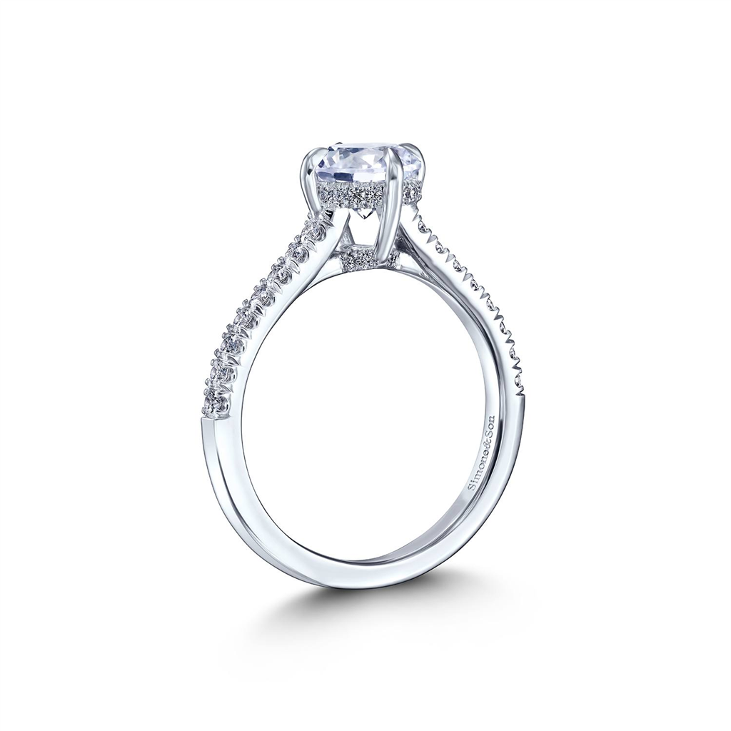18K White Gold Semi-Mount Engagement Ring – 0.32ctw.