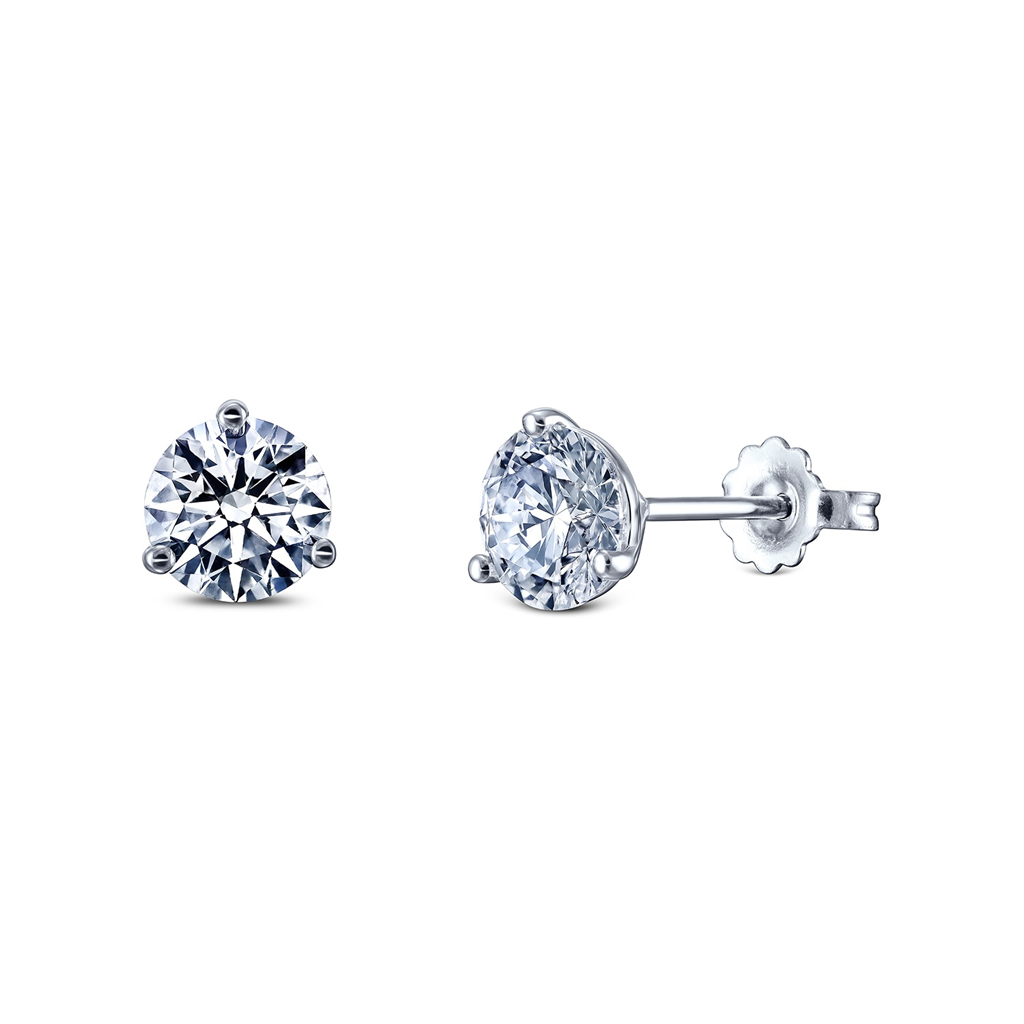 14K White Gold Round Lab Grown Diamond Stud Earrings – 1.54ctw.