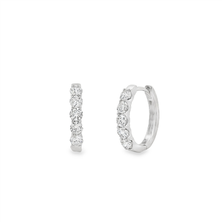 14K White Gold 16x3mm Natural Diamond Oval Hoop Earrings – 1.02ctw.