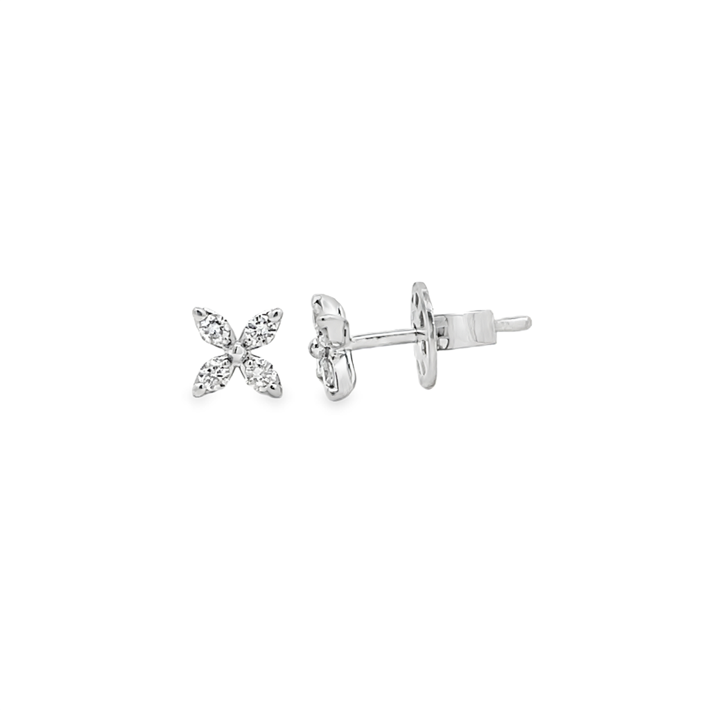 14K White Gold Butterfly Diamond Stud Earrings – 0.24ctw.