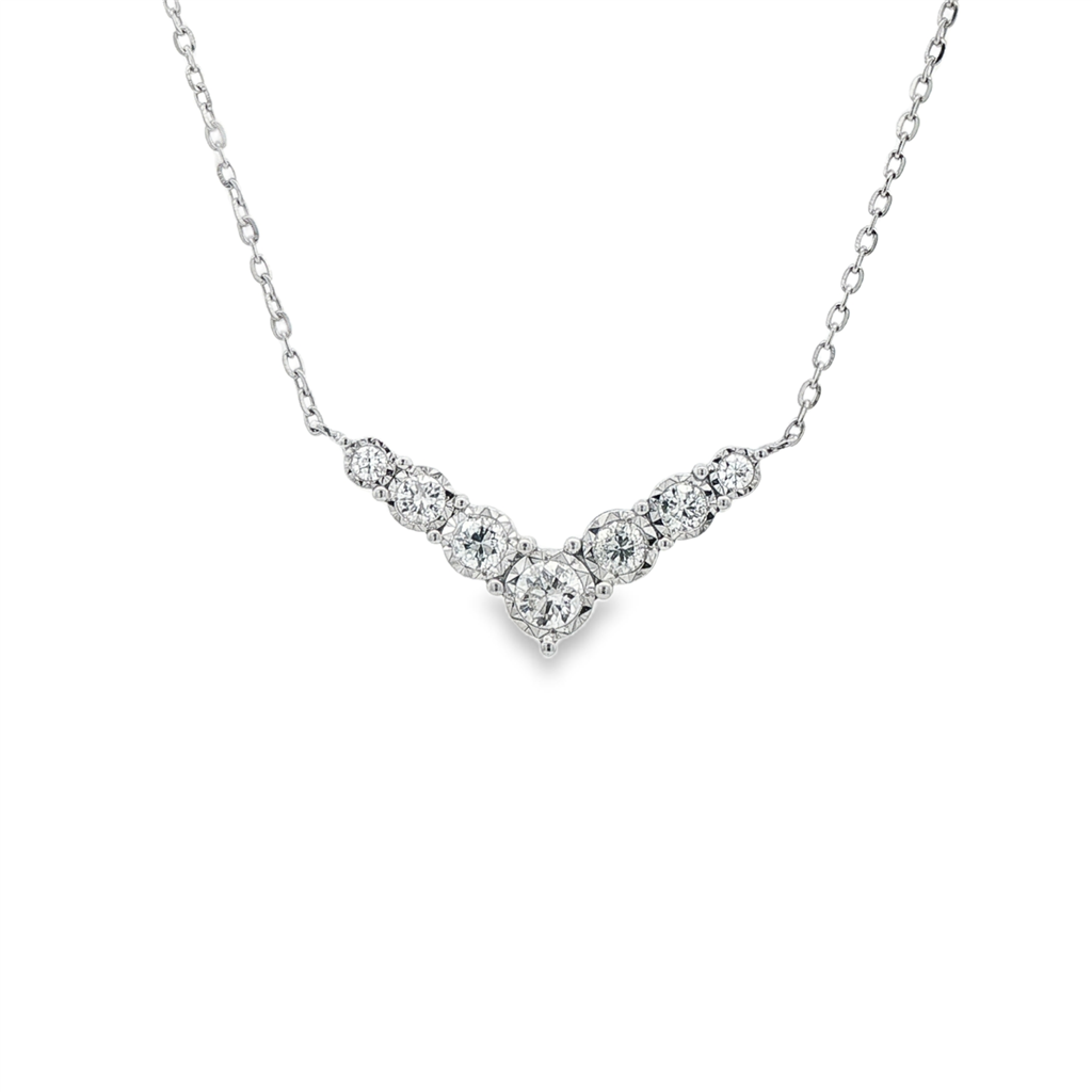 14K White Gold Diamond V-Necklace – 0.42ctw.