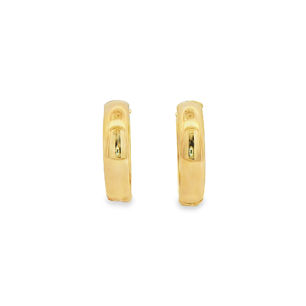 14K Yellow Gold Medium Dome Hoop Earrings – 20.5x5mm, 3.6g
