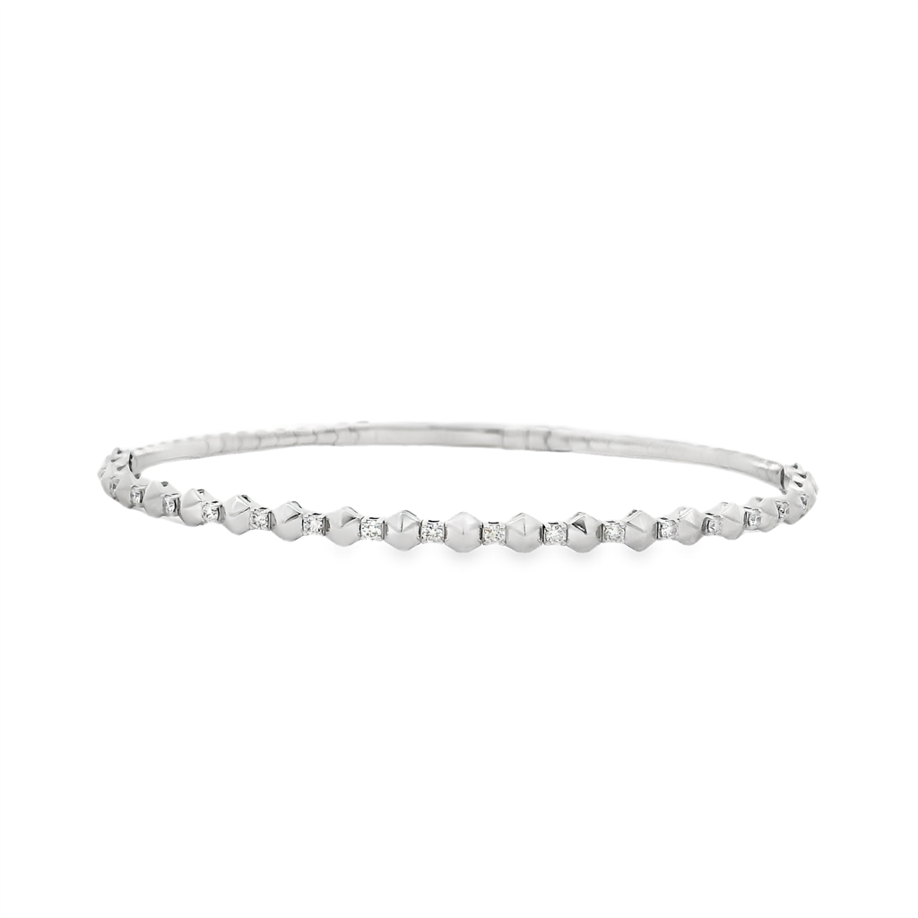 14K White Gold Studded Diamond Flexi Bangle – 0.28ctw.