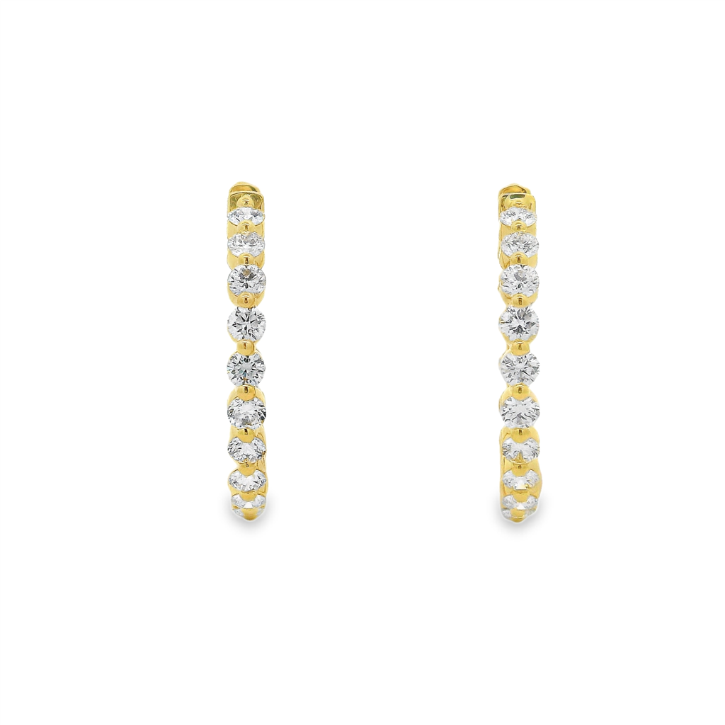14K Yellow Gold 26x3mm Lab-Grown Diamond Inside-Outside Hoop Earrings – 3.04ctw