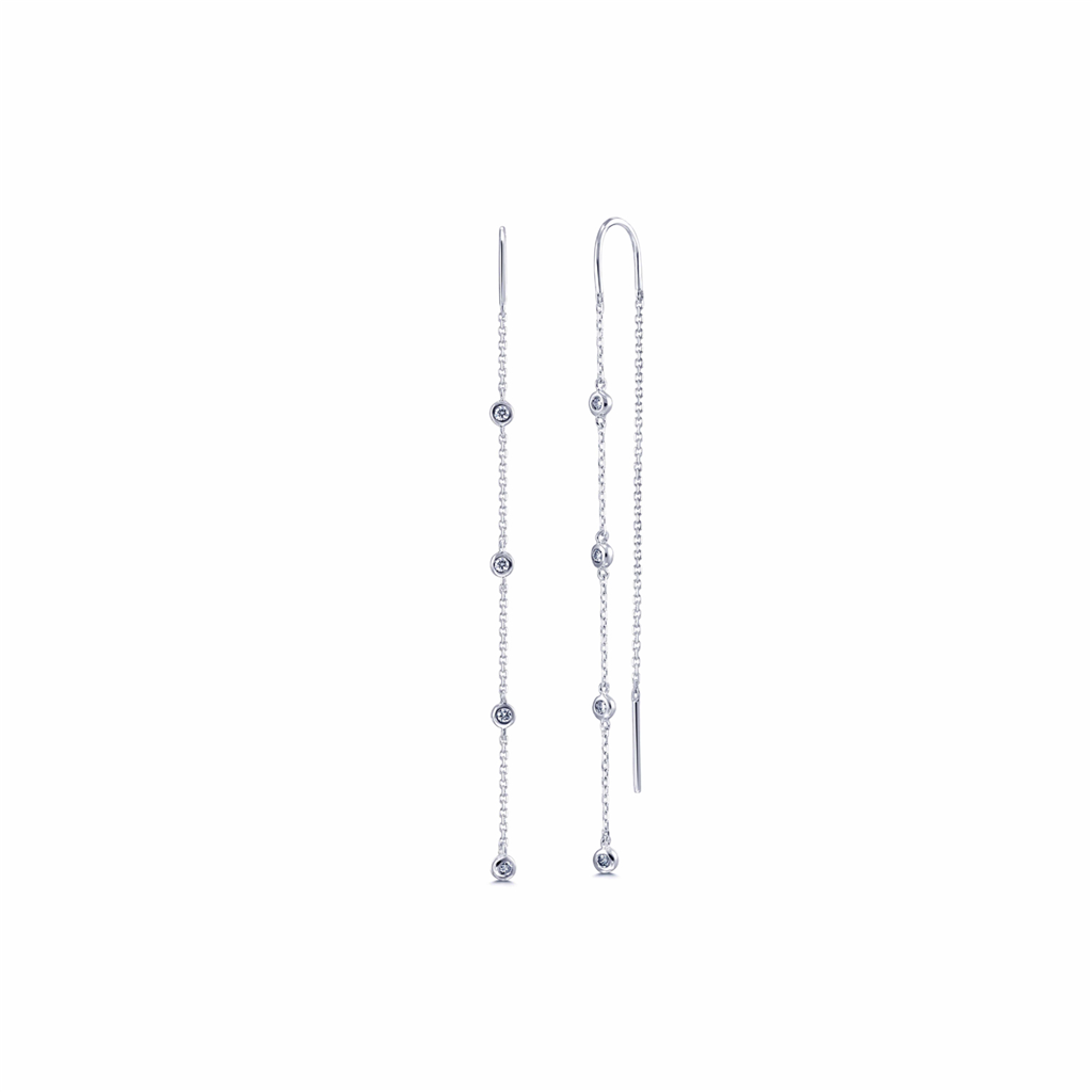 14K White 0.24ct Diamond Threader Earrings