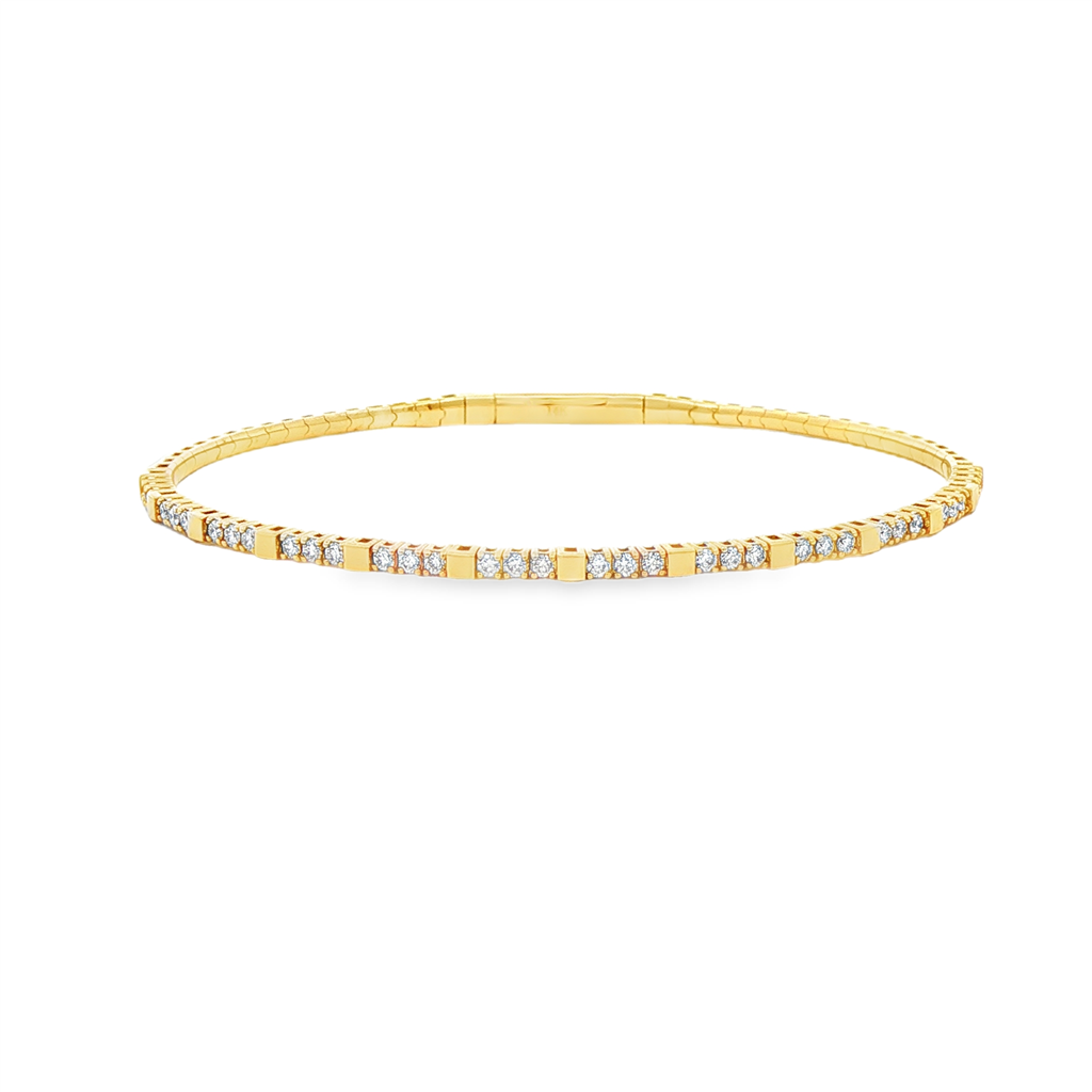 14K Yellow Dot Diamond Flexi Bangle – 1.9mm, 0.50ctw, 6.1g