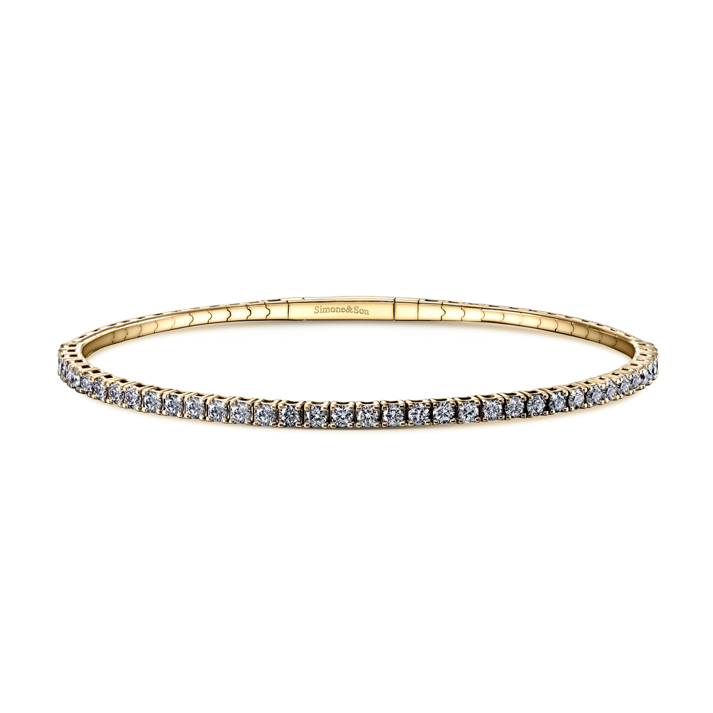 14K Yellow Gold Flexi Diamond Bangle Bracelet - 1.35ctw.